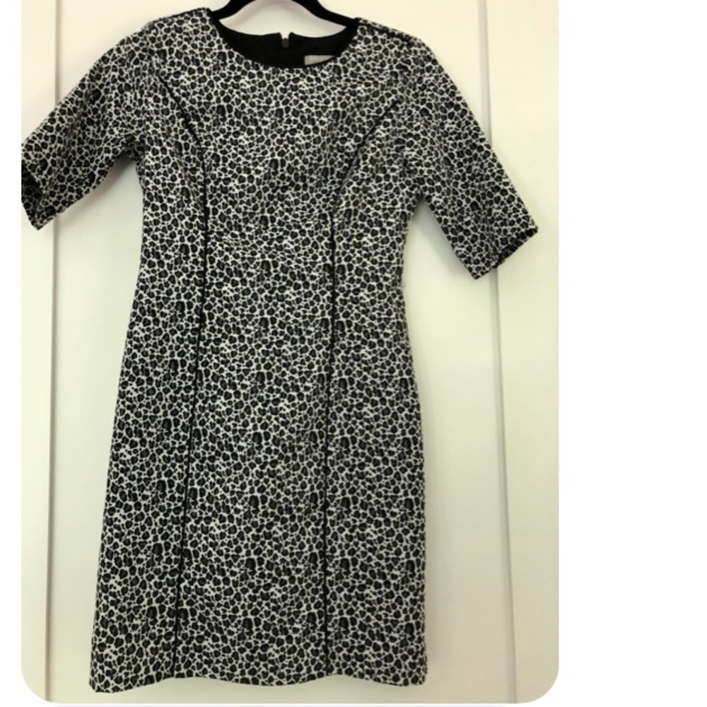 J crew black white leopard print dress